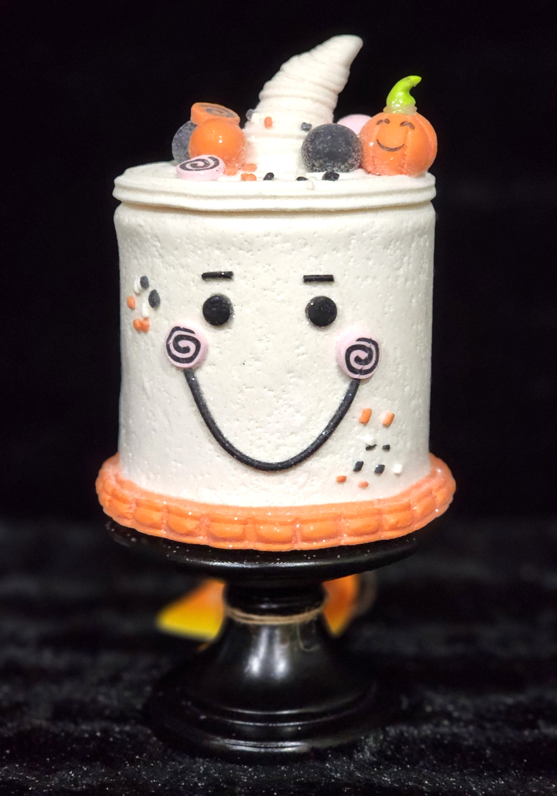 Halloween Happy Ghost Sparkly Cake Decor Pedestal Bakery Candy 7″ Coffee Bar FUN