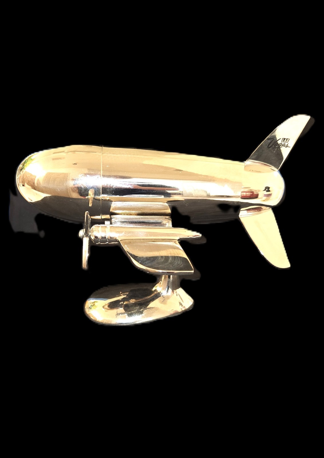 SILVER GODINGER MCM Airplane Cocktail Shaker On Stand Aviation-Inspired Bartool