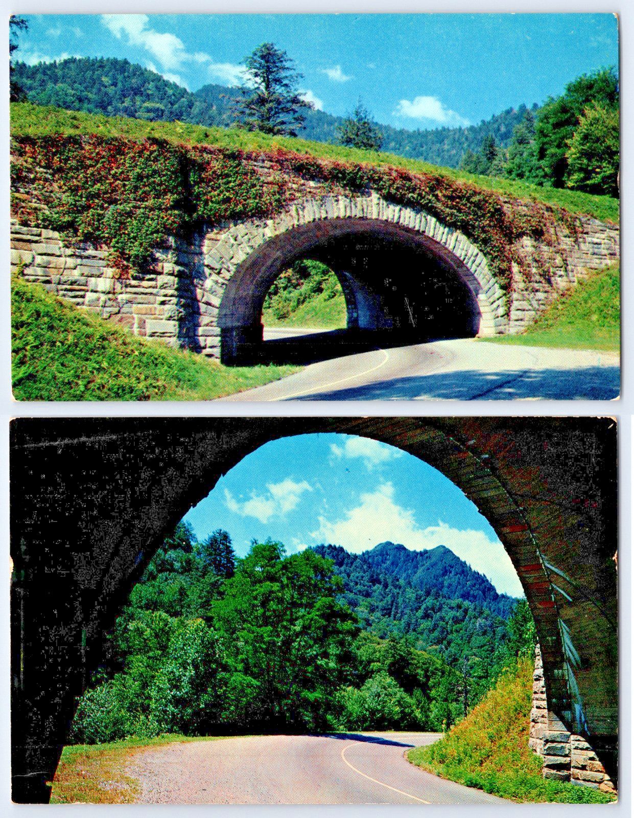Tennessee TN Transmountain Hwy US 441 Loop Underpass & Overpass Vtg Postcards x2