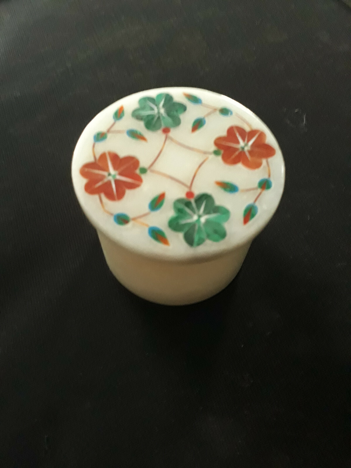 4.5″ Marquetry Malachite Flower Marble Jewelry Trinket Box inlay decor home d