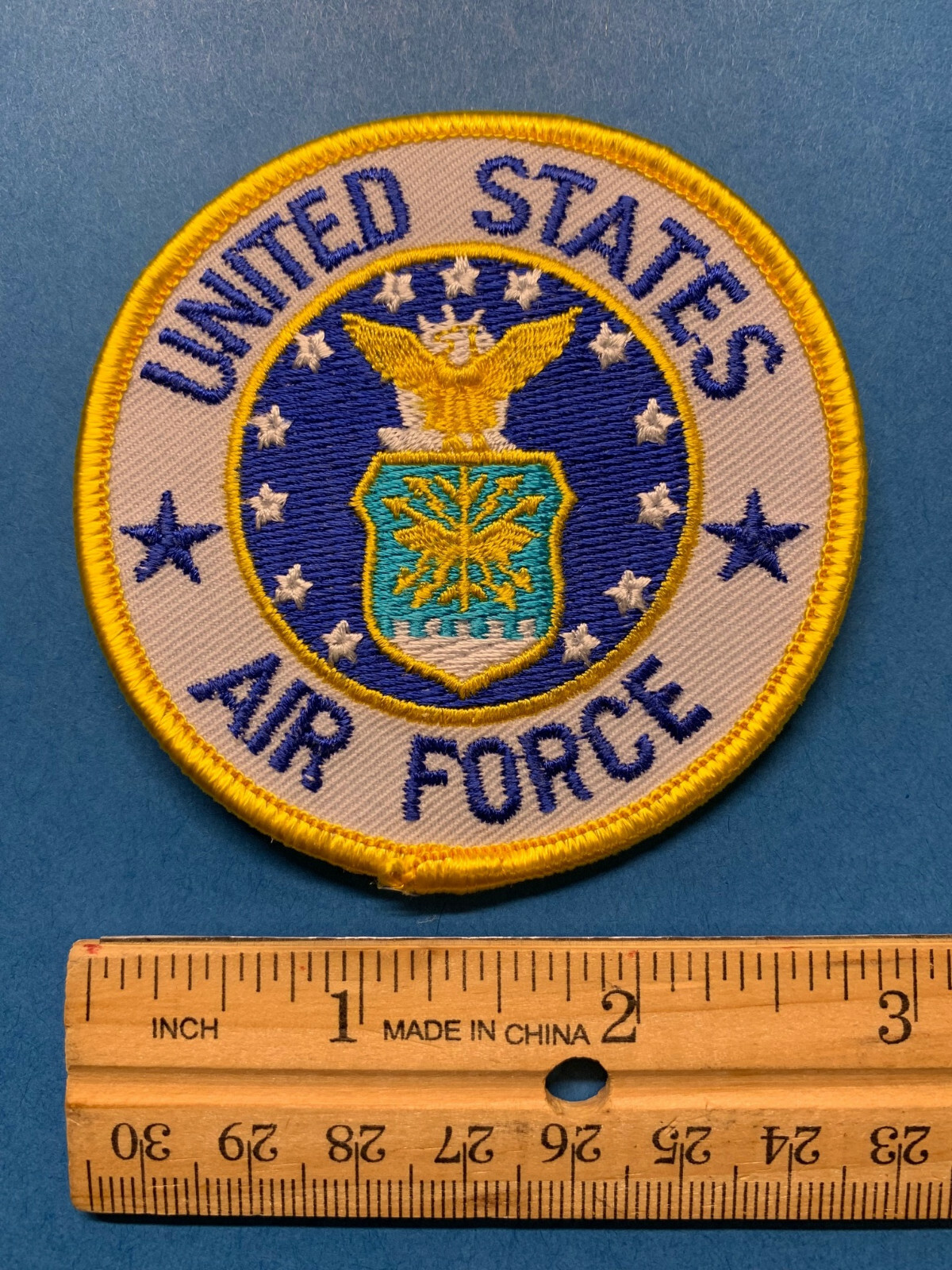 US AIR FORCE USAF EMBROIDERED PATCH IRON-ON SEW-ON 3″ ROUND – HIGH QUALITY PATCH