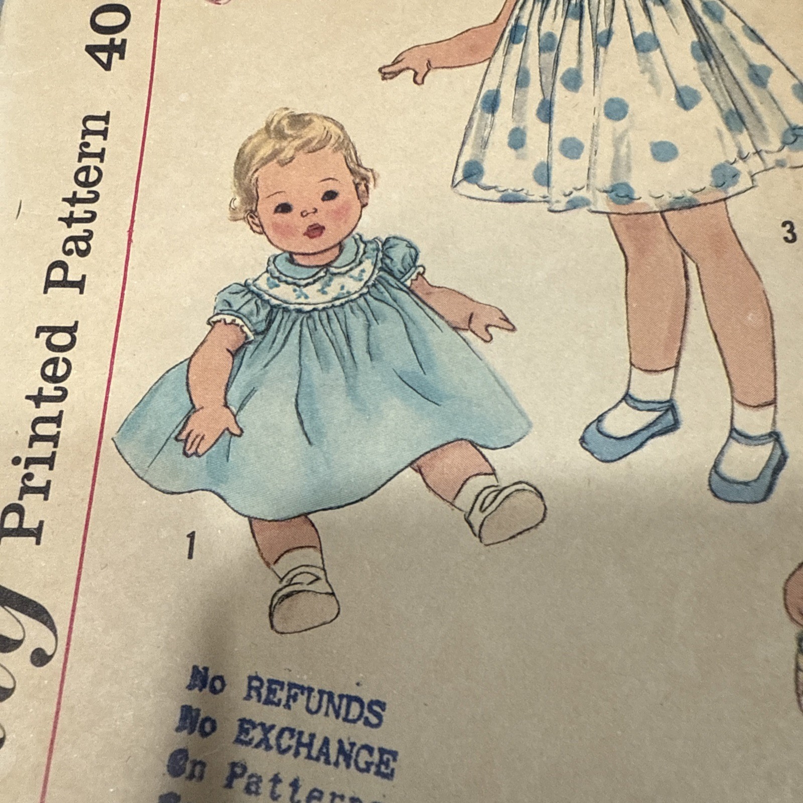 VTG Sewing Pattern Simplicity 2947 Baby Dress 50’s 6 – 12 Month Yoke Empire W