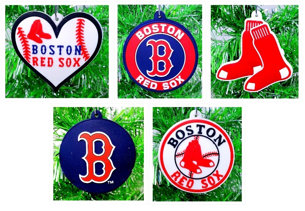 Boston Red Sox Baseball Ornament 5pc Set Rafael Devers Reese McGuire