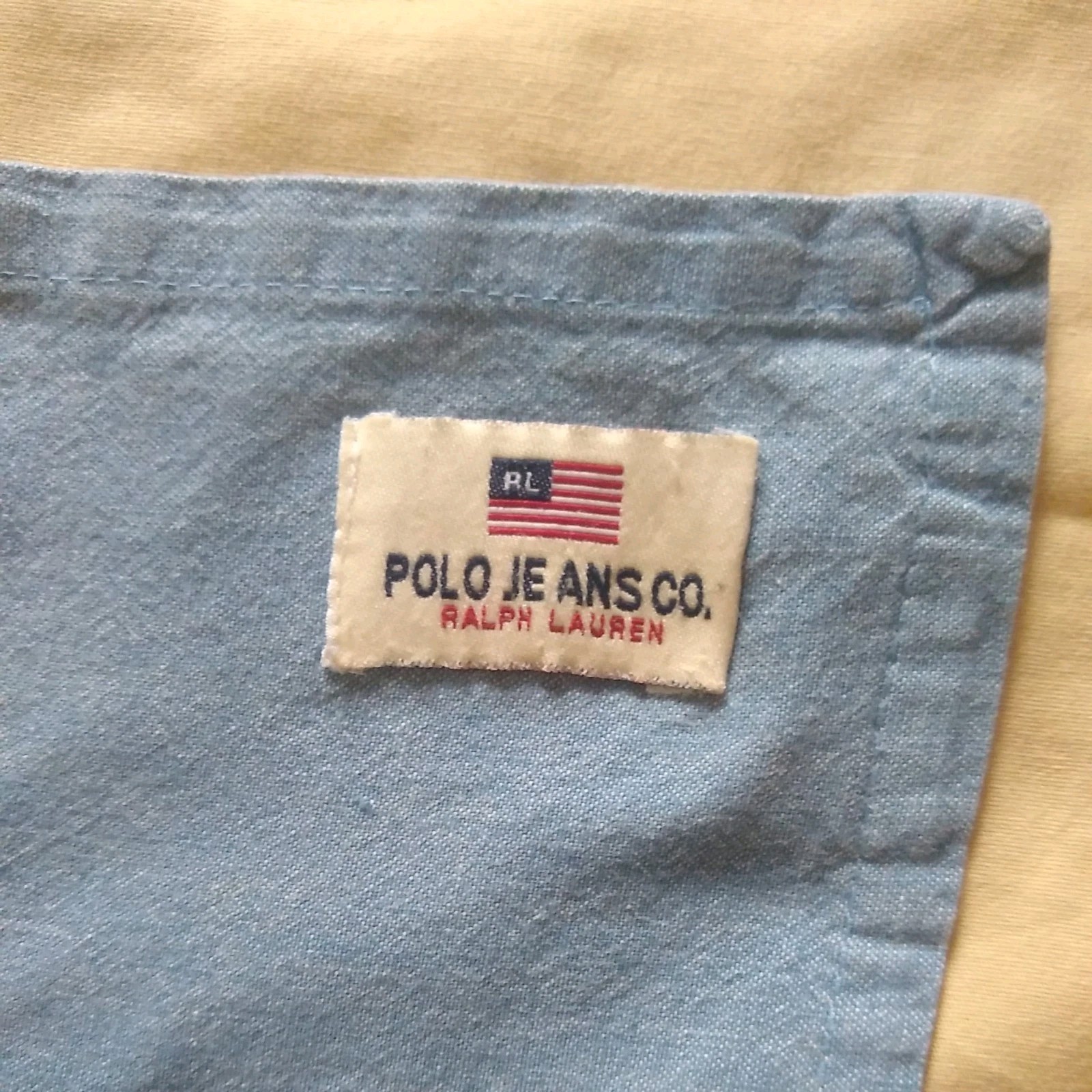 Vtg. Ralph Lauren Denim Co. Tablecloth Rectangle 52″ x 65″ Flag Logo