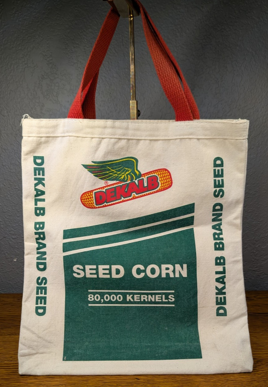 Vintage Dekalb Brand Flying Ear Seed Bag Dekalb Canvas Bag 80,000 Kernels Tote