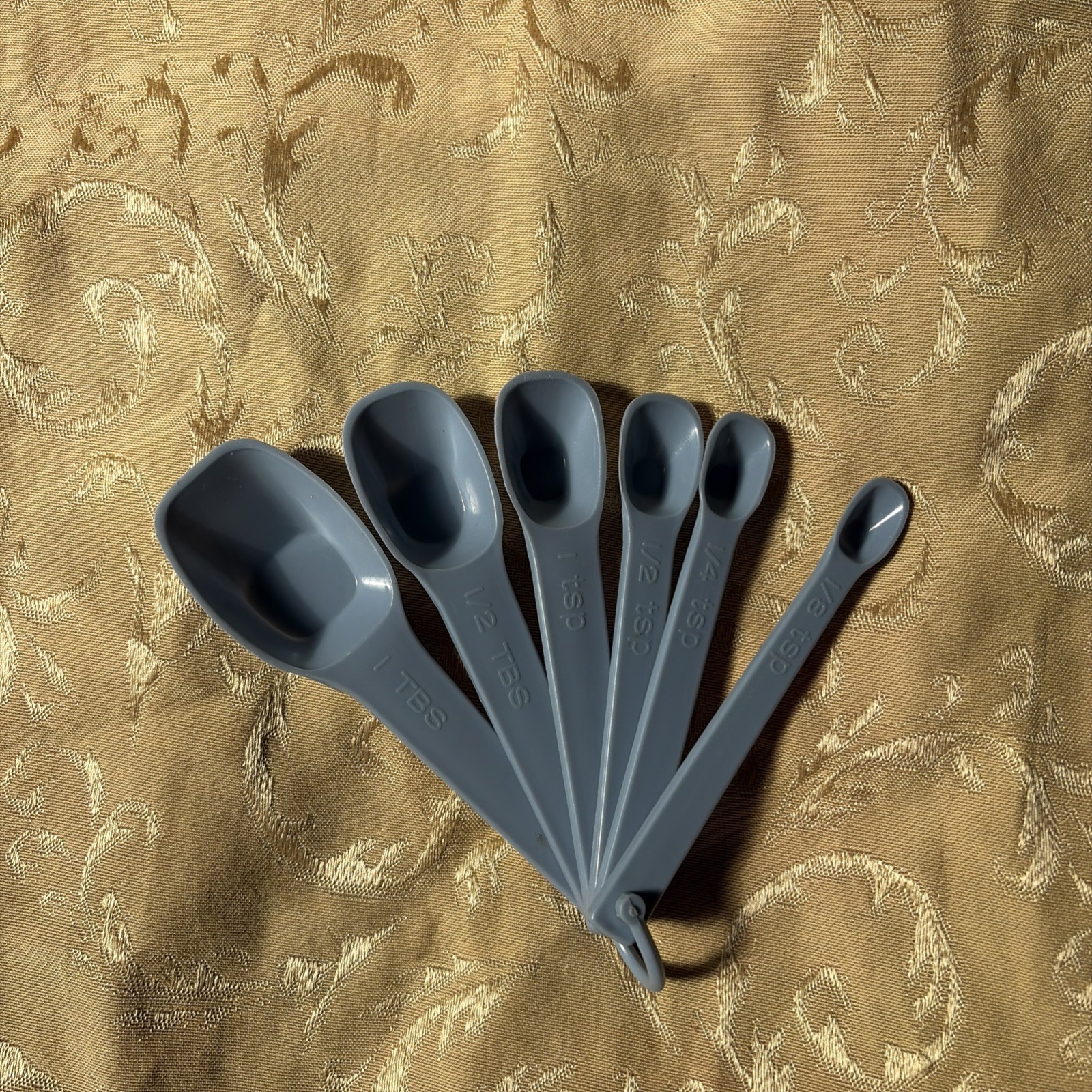 Vintage Tupperware Blue Measuring Spoons Set 2231-2236 Great Shape