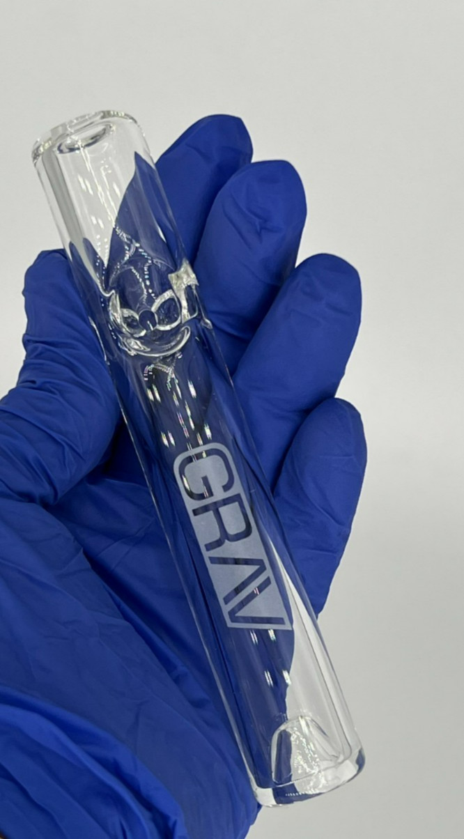 GRAV 4.7″ STEAMROLLER PIPE ONE HITTER TASTER CHILLUM BOWL THICK GLASS *FREE GIFT