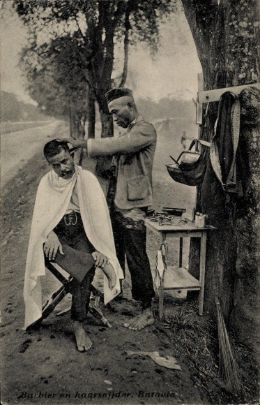 Postcard Batavia Jakarta Java Indonesia, Barber and Hair Clipper at… – 11337029