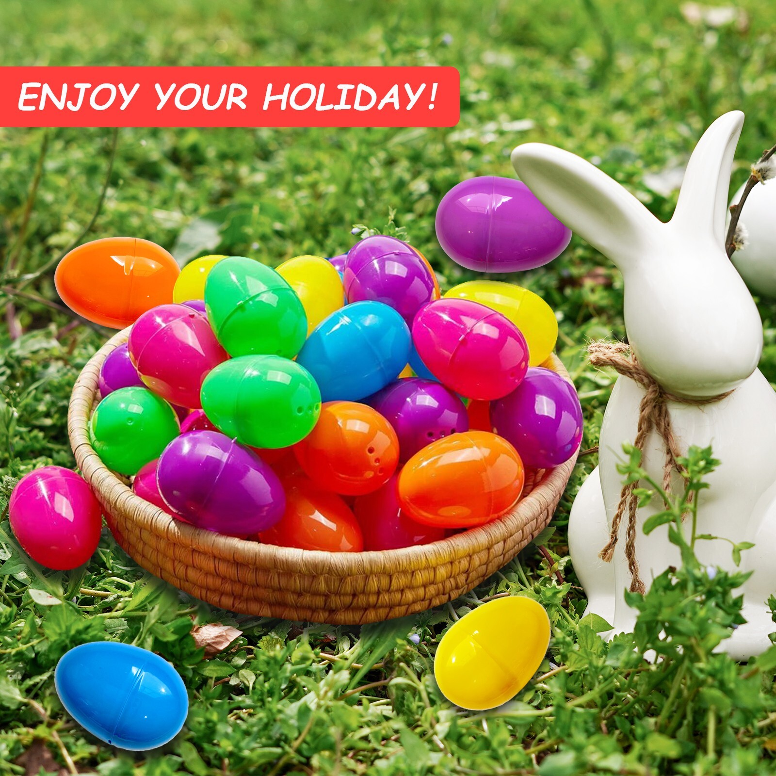 50/200 PCS 2.25″ Plastic Easter Eggs Empty Easter Eggs Fillable Bright Eggs Bulk