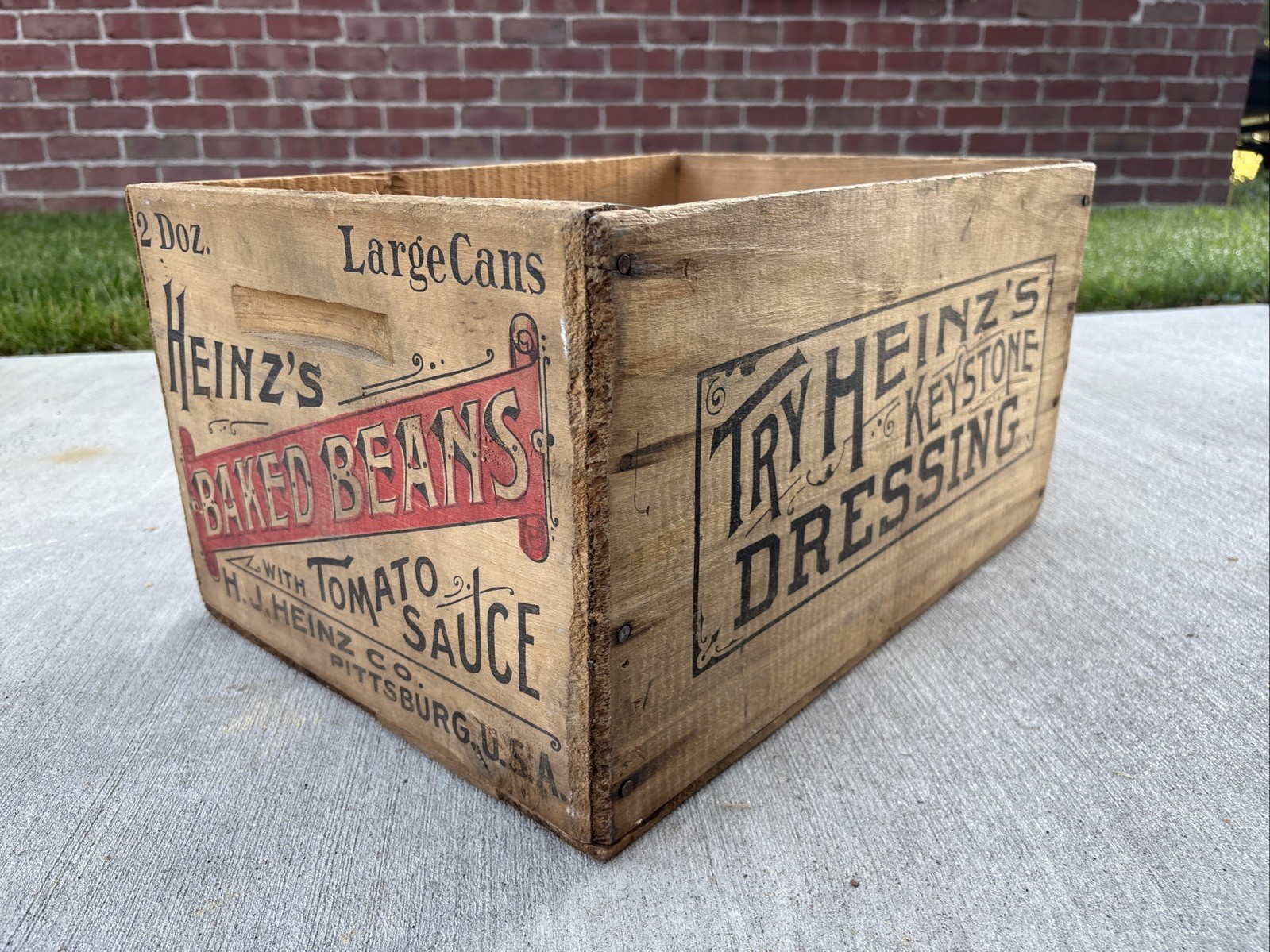 Vintage Wood Crate Heinz Baked Beans Tomato Keystone Dressing Pittsburgh PA Box