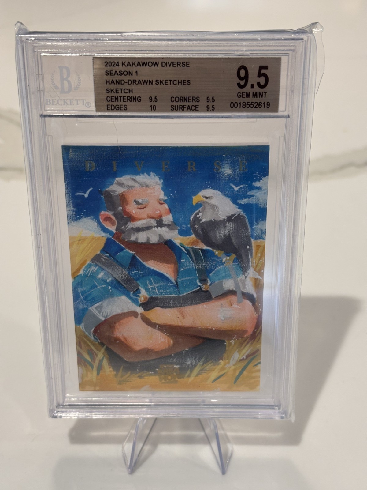 2024 Kakawow Diverse Season 1 DK-HD Auto Sketch 1/1 Man & Eagle Portrait BGS 9.5
