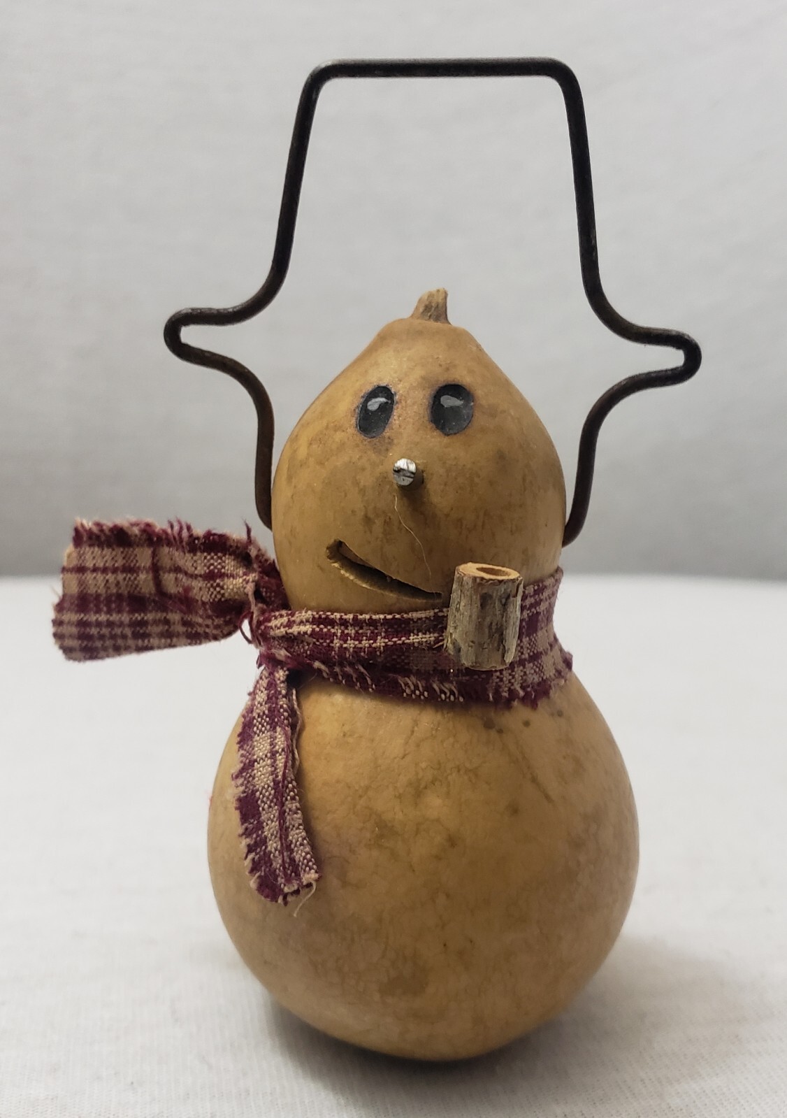 Meadowbrooke Rustic Dried Gourd Snowman Figure w/ Scarf Pipe Christmas Folk Art