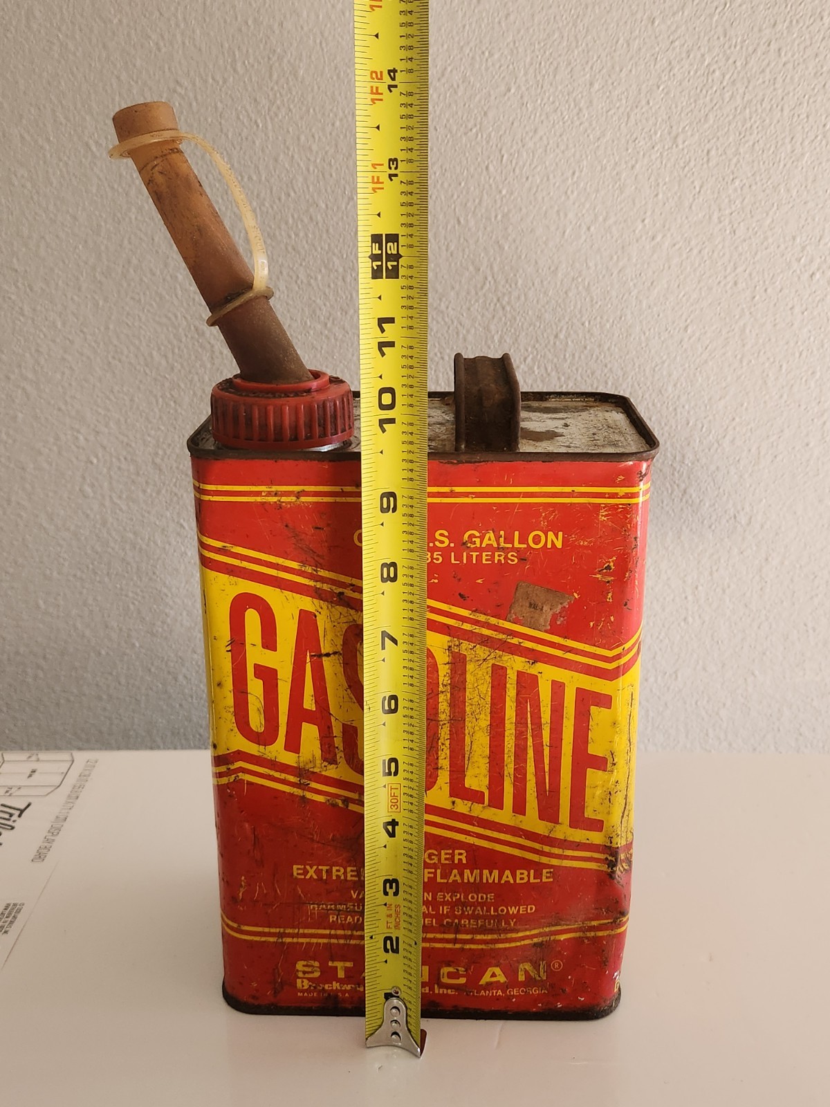 Stancan Gasoline Can Standard Container Co Car USA Movie Prop Empty Vintage