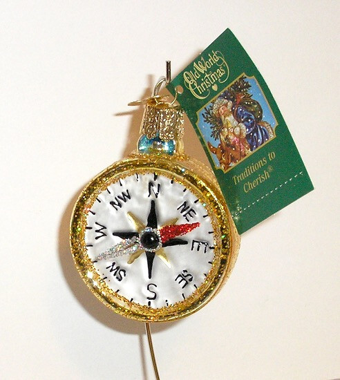 2018 COMPASS – OLD WORLD CHRISTMAS BLOWN GLASS ORNAMENT NEW W/TAG 36226
