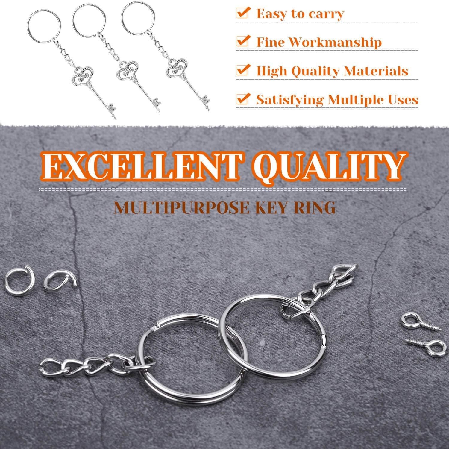 360Pcs Keychain Hardware Set Bulk Rings Chains Jump Rings Screw Eye Pins DIY