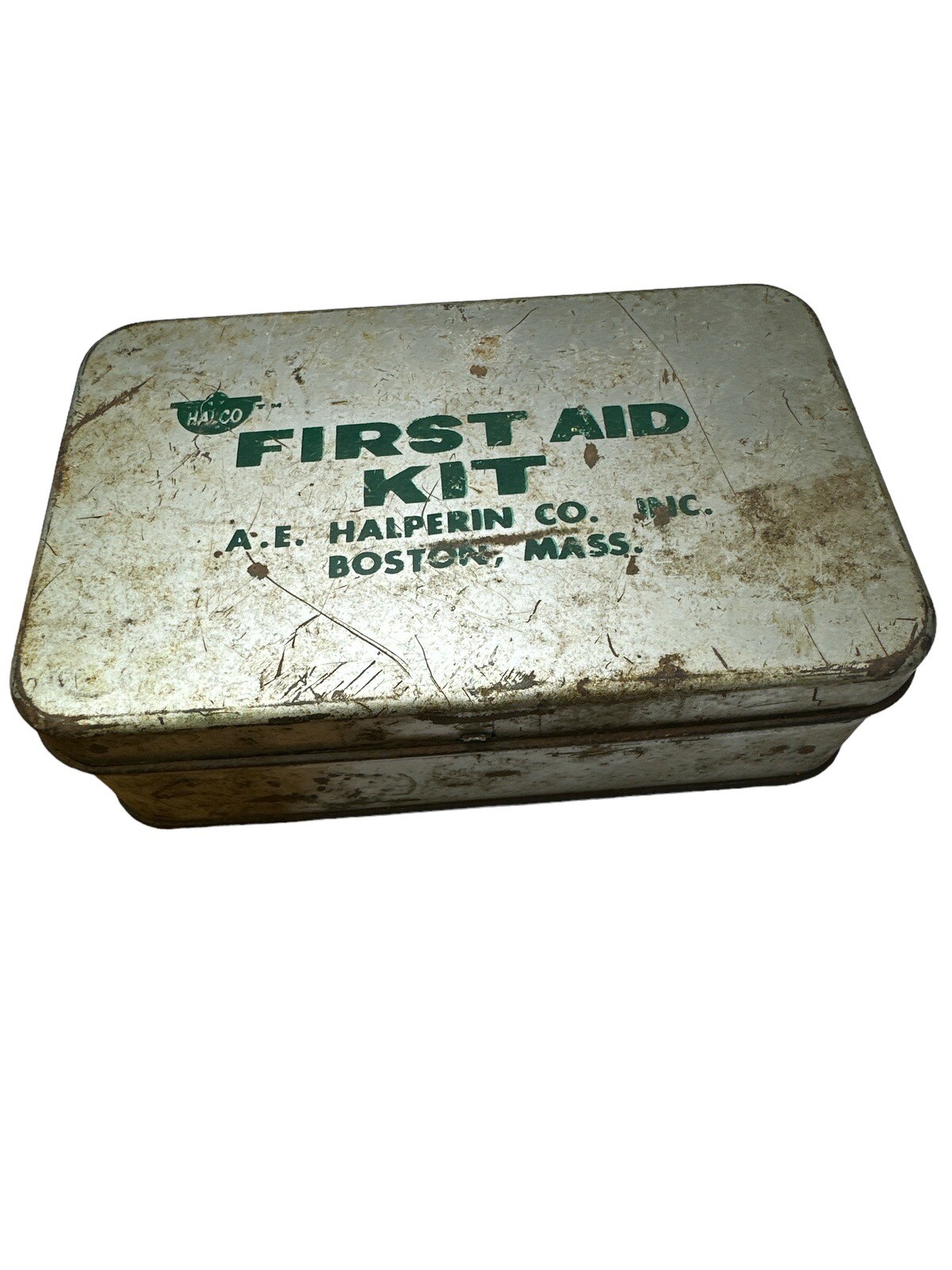 Vintage HALCO First Aid Kit *Inc. Supplies* A.E. Halperin Co. Inc. Boston, MASS.