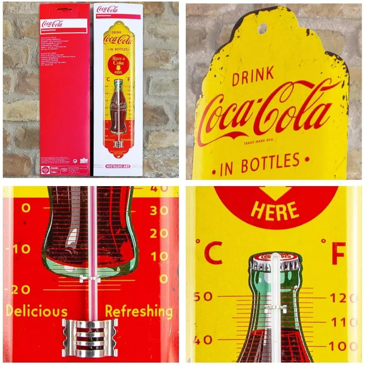 Coca Cola Retro Thermometer Wall Nostalgic Indoor Fan Merchandise 12.5 Inch