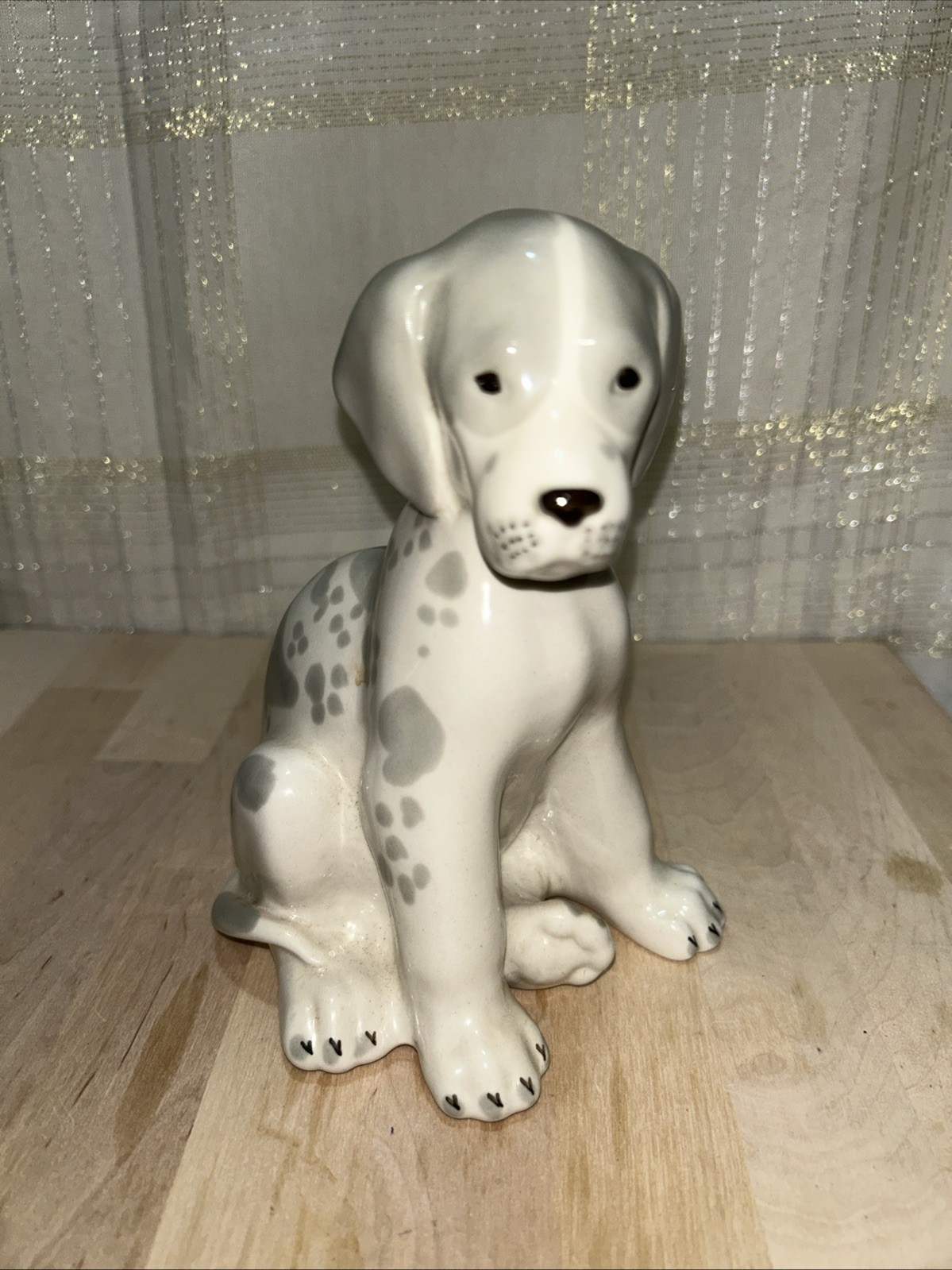 Porcelain Grey And White Dalmatian Figurine Made In Russia