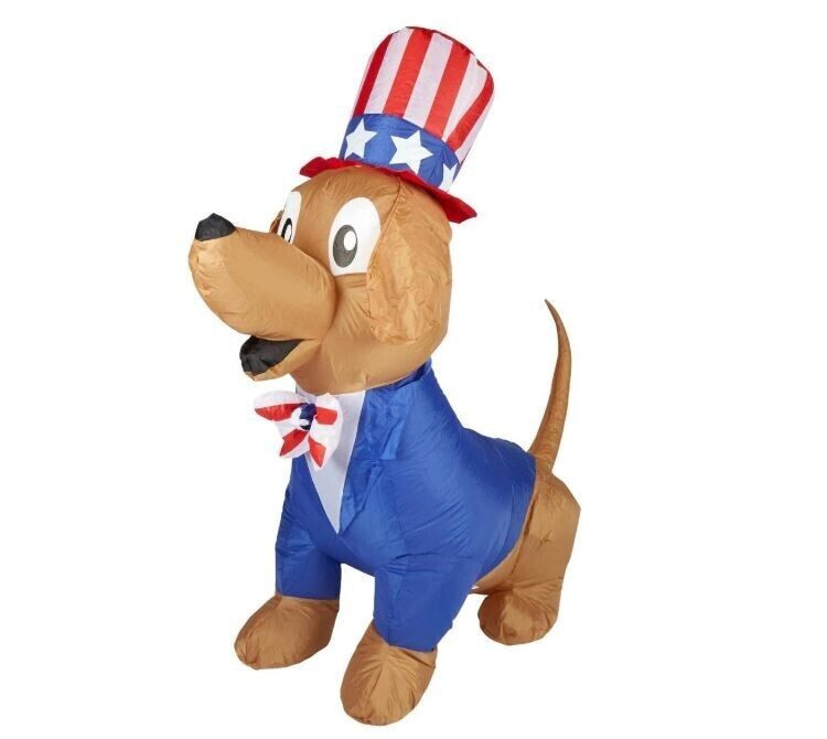 Gemmy Airblown Inflatable 5ft of July Patriotic Pooch Puppy Dog 48973