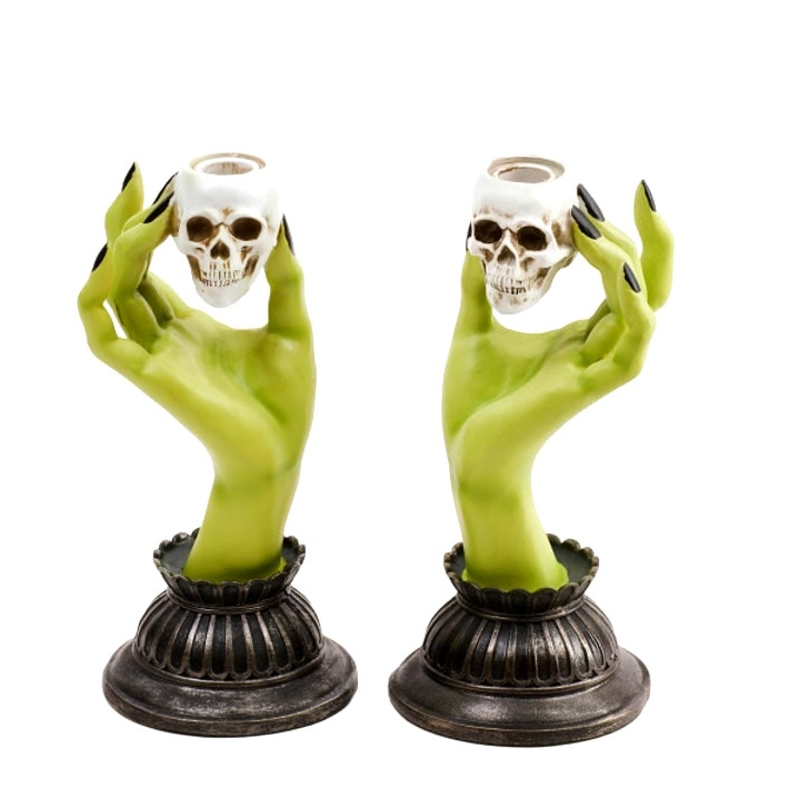 Martha Stewart Taper Candle Holders Halloween Decor Witch Hands And Skulls New