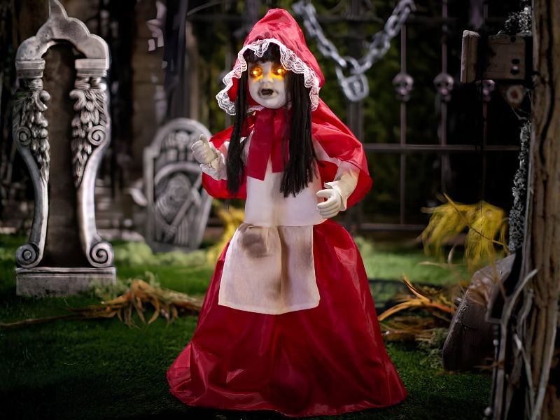 Animated Halloween Girl Prop Light Up Sound Standing Decoration 35 Inch Doll