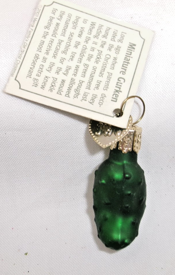 Old World Christmas Miniature Gurken Pickle 1 1/2″ Christmas Ornament w/Tags