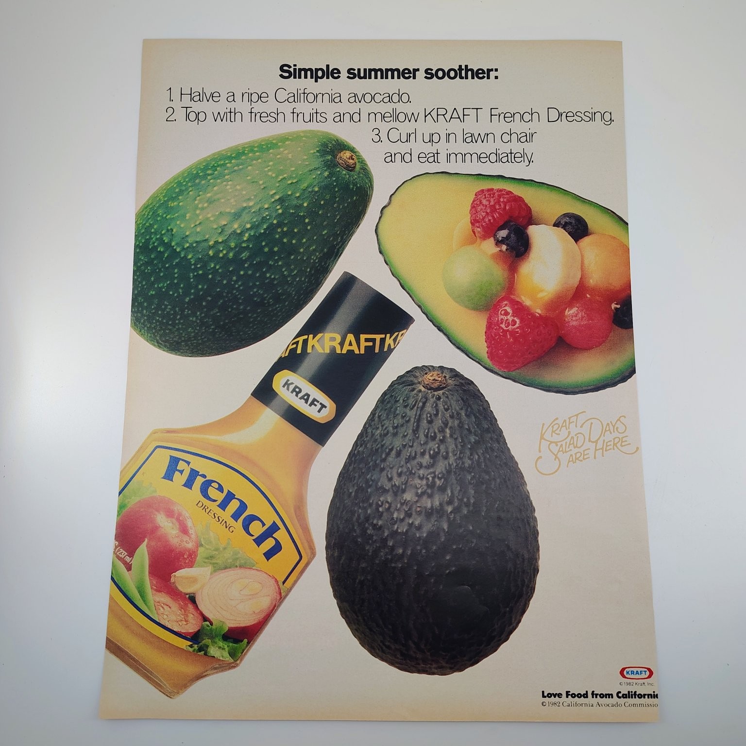 Kraft 1982 Magazine Ad Vintage Avocado French Dressing Food Print California