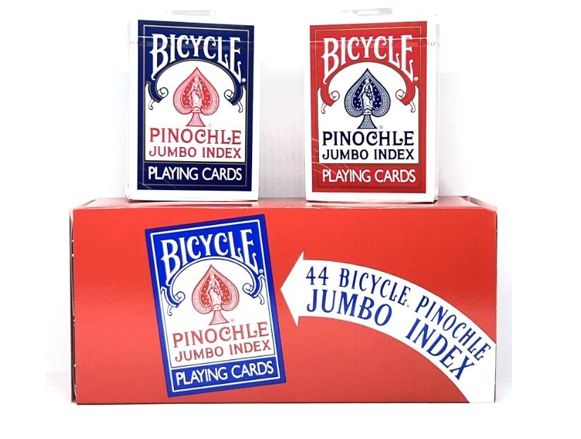 12 Deck Brick BICYCLE PINOCHLE JUMBO INDEX Playing Cards 6 RED 6 Blue