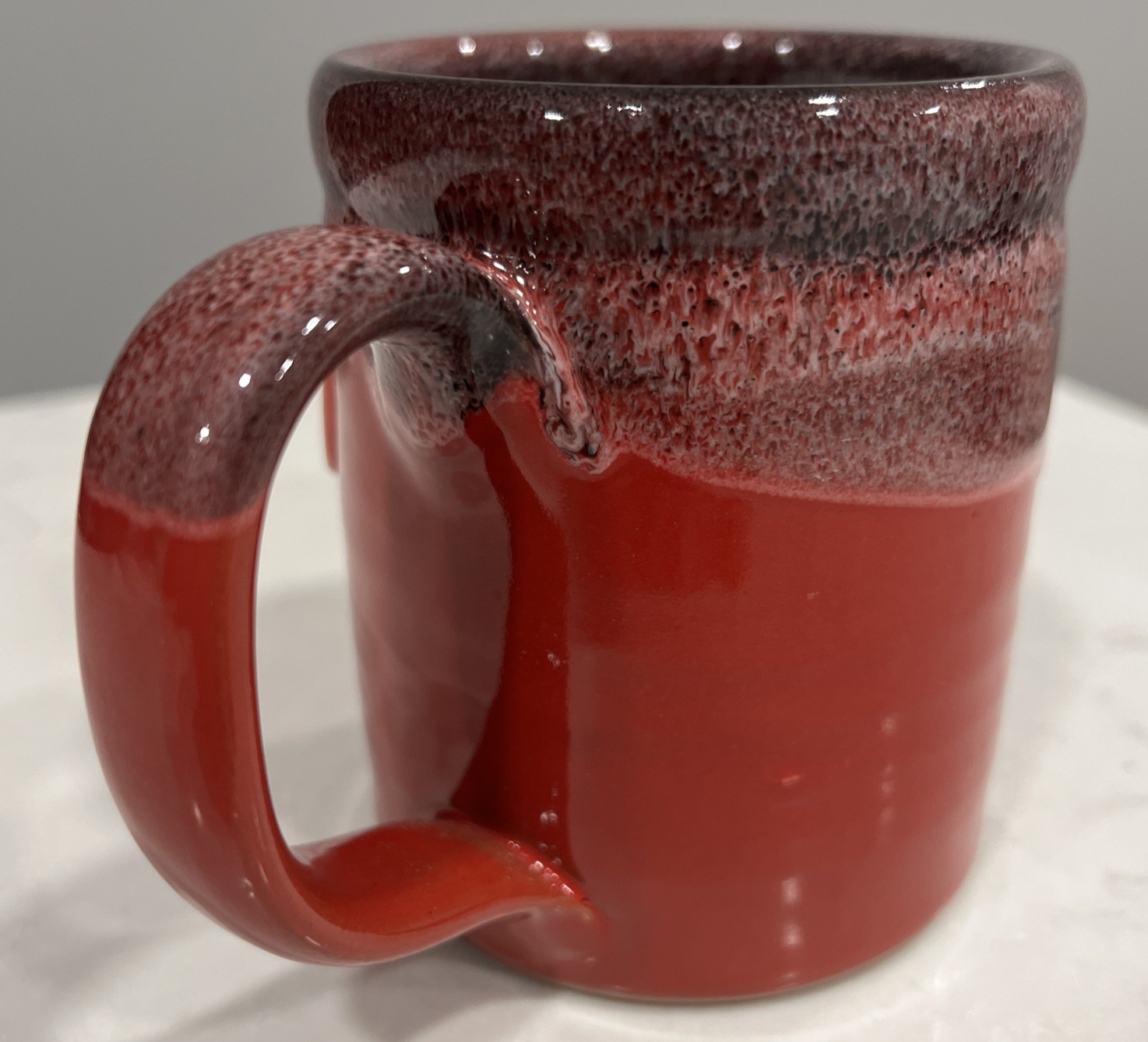 New SNAP-ON TOOLS Handmade DENEEN POTTERY USA Red Drip Glaze Coffee Cup, 2023