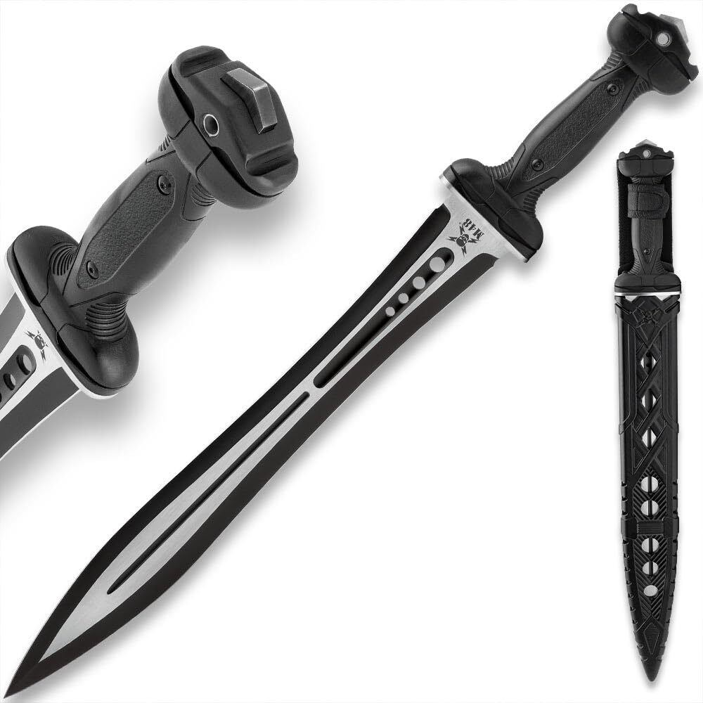 M48 Gladius Sword and Scabbard, 7Cr13 Stainless Steel Blade, Vortec Belt Sheath