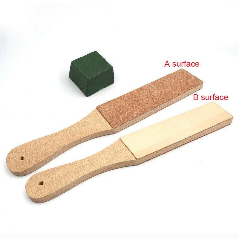 Double-sided Leather Strop with Polishing Compound Kit for Knife Sharpening