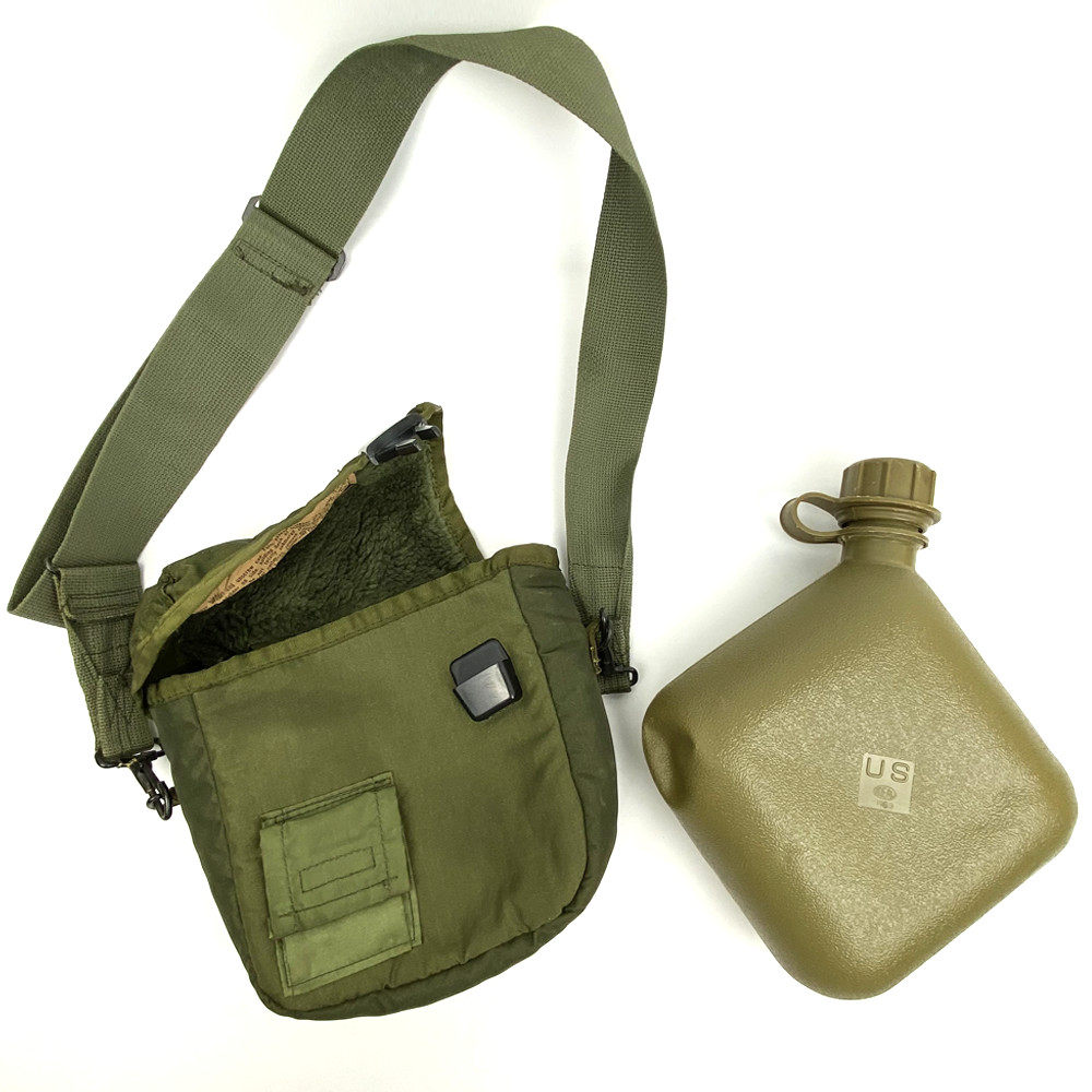 Genuine U.S. Military Issue 2-Quart Canteen & Insulated Cover Set w Sling Good