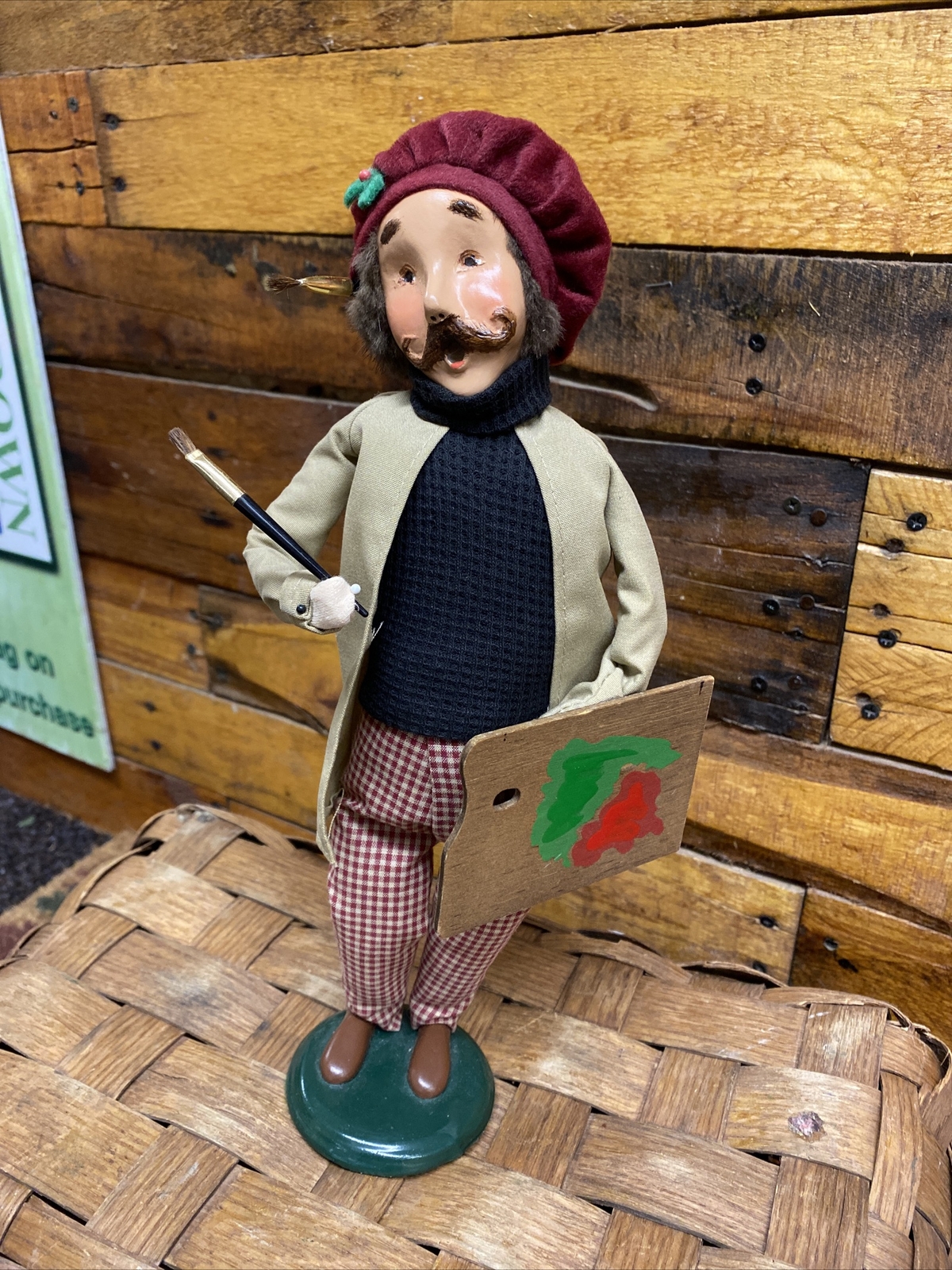 Byers Choice Carolers 1999 Male Painter Artist With Brushes & Paint Board Signed
