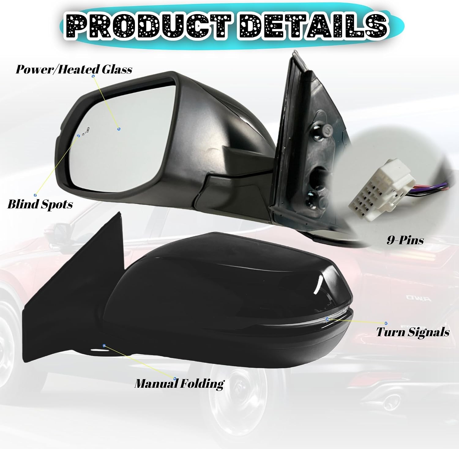 Left Driver Side Mirror Compatiable with 2017-2022 Honda CRV with Power Glass He