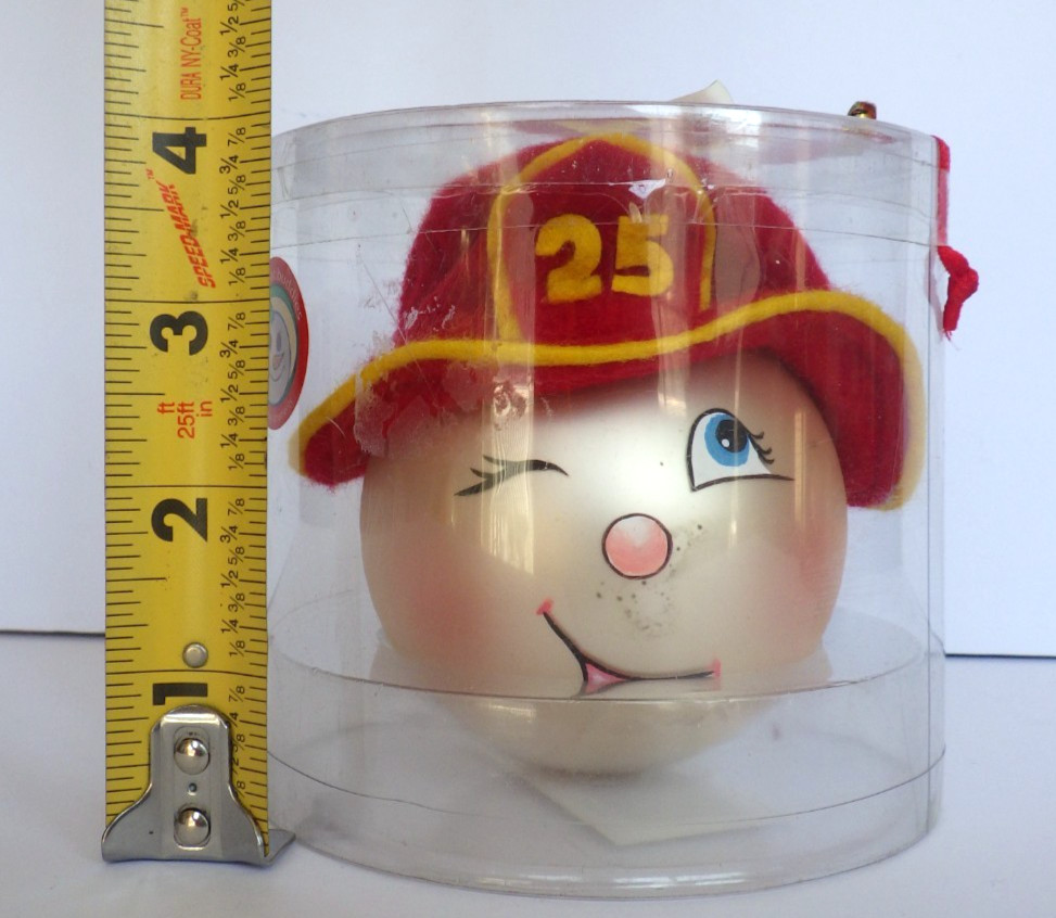 Kurt S Adler Fireman Hat Buddies 3″ Christmas Glass Ball Ornament New in Package