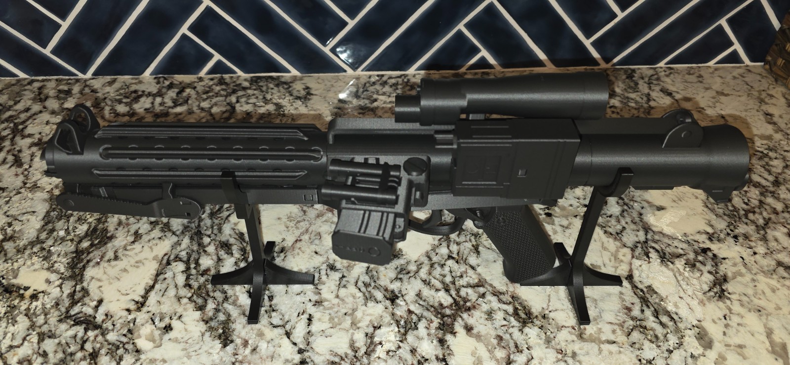 27″ BLACK Stormtrooper E-11 Blaster Rifle with Fold Out Stock | 3D Printed
