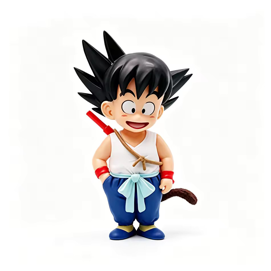 Kid Goku Action Figure With Red Pole Anime Style 11cm PVC Chibi Monkey Tail New
