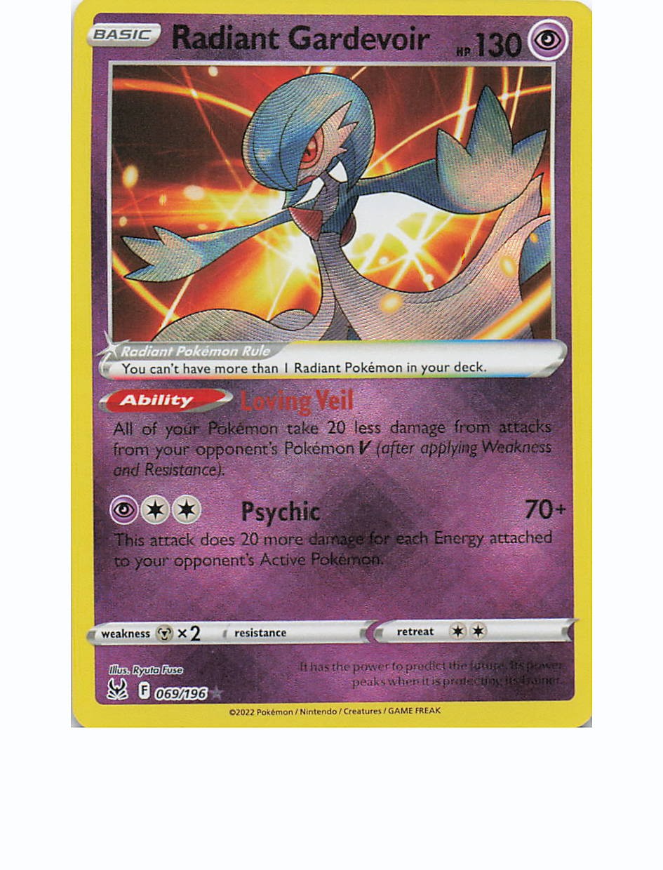 RADIANT GARDEVOIR 069/196 Radiant Rare LOST ORIGIN Pokemon Holo Near Mint