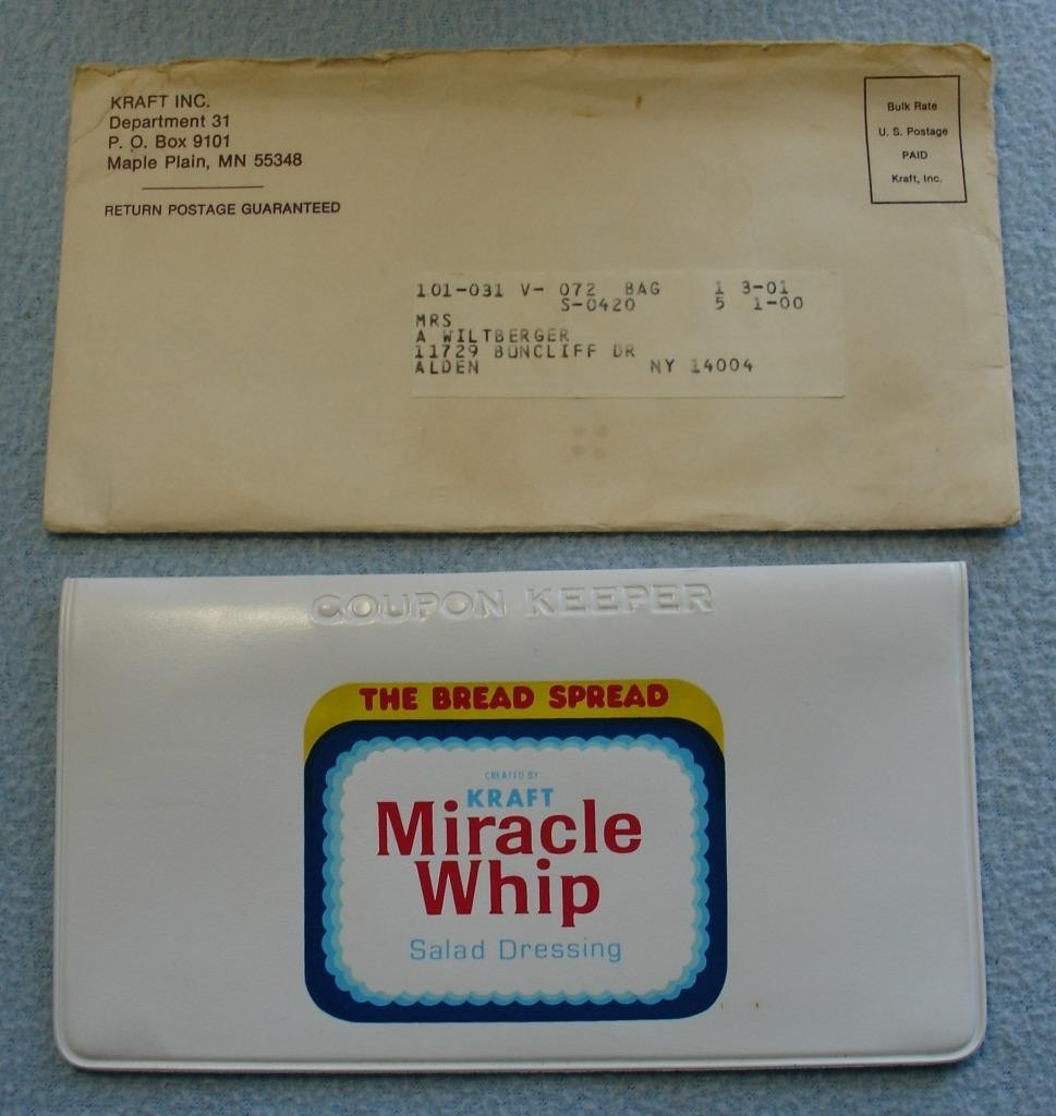 Vintage Miracle Whip COUPON KEEPER Pouch with Divider CARDS & SELF STICK LABELS
