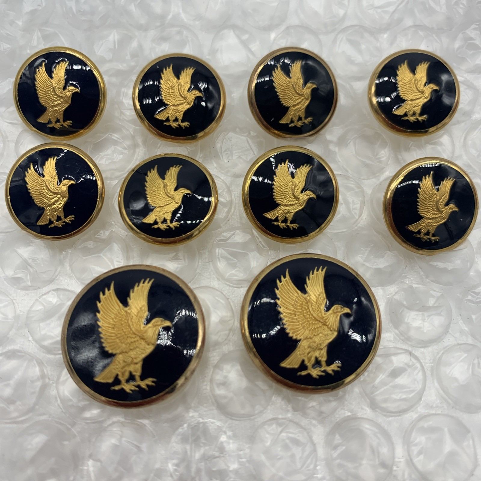Holland Sherry England Blazer Button Lot of 10 Eagle Gold Navy Blue Enamel Brass
