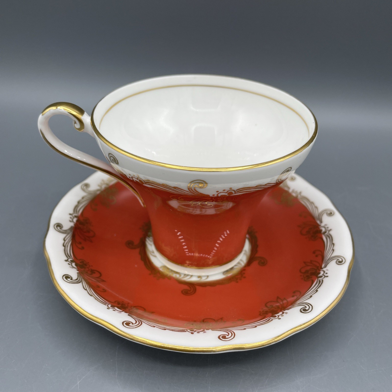 Vintage Aynsley Teacup & Saucer – Persimmon & Gold