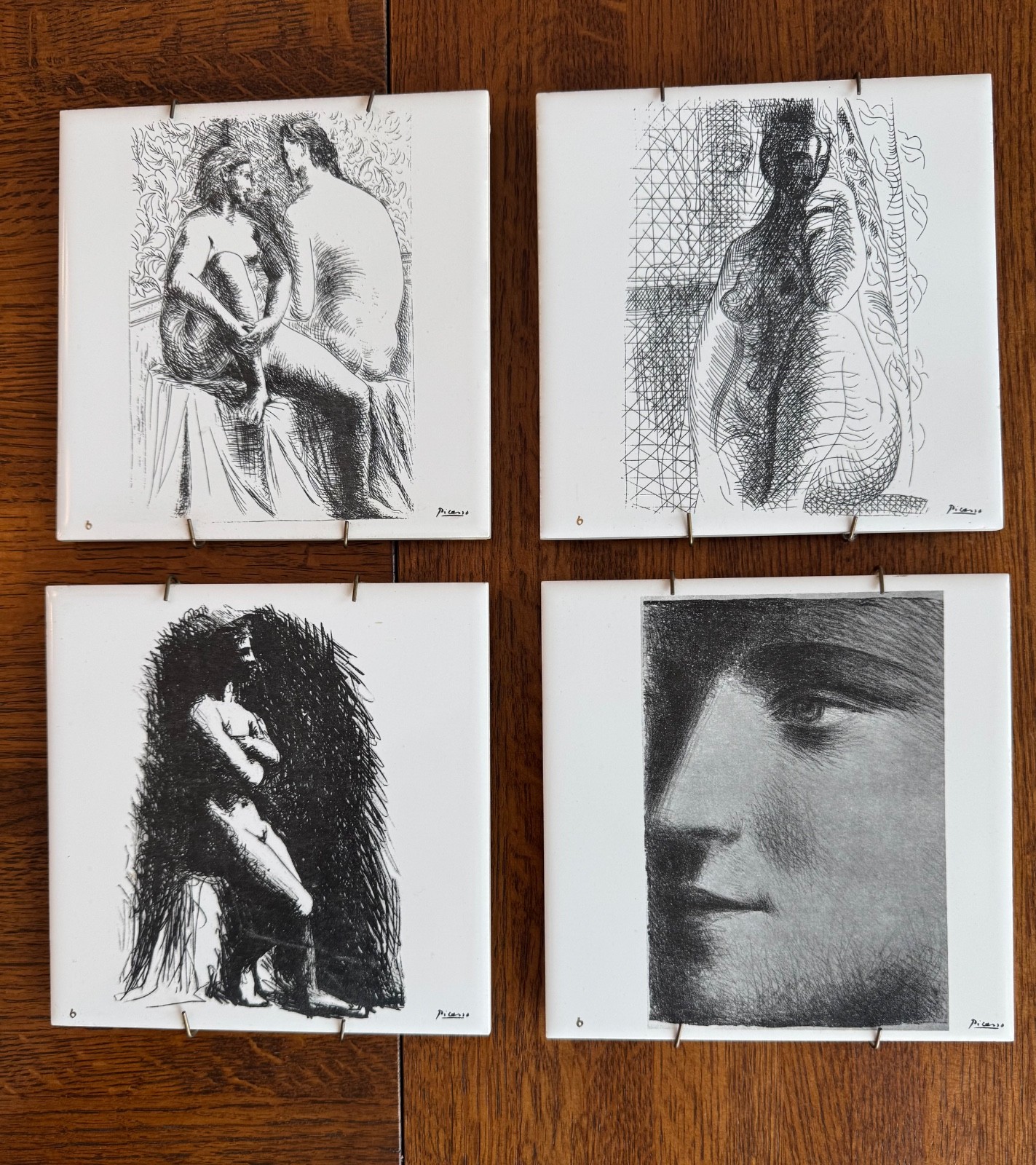 1976 La Femme Estate of Pablo Picasso Paris 6″ Art Tile Set of 4