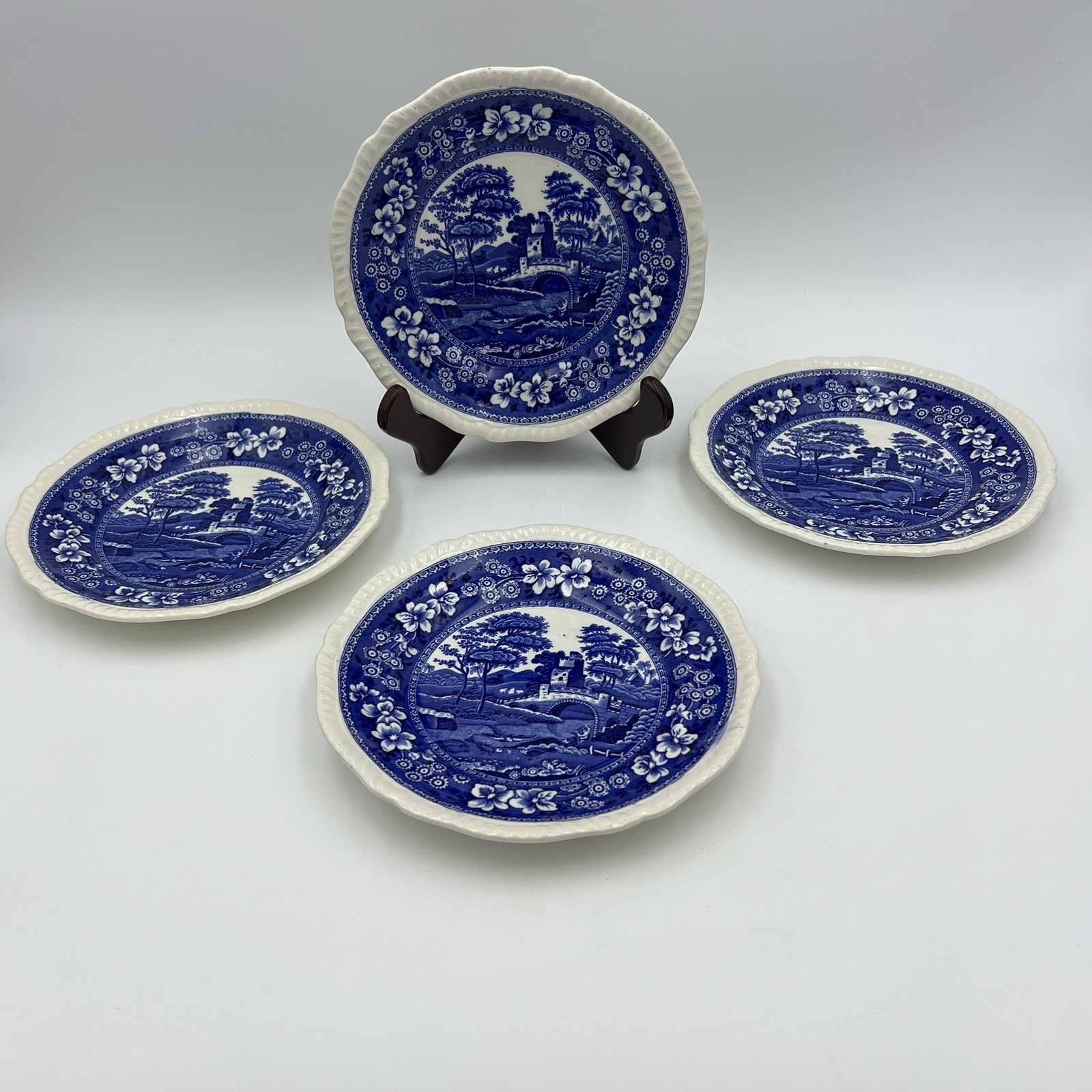 Set of 4 Copeland Spode Tower Blue Salad Plates – 7 3/4″ Chip on Underside READ