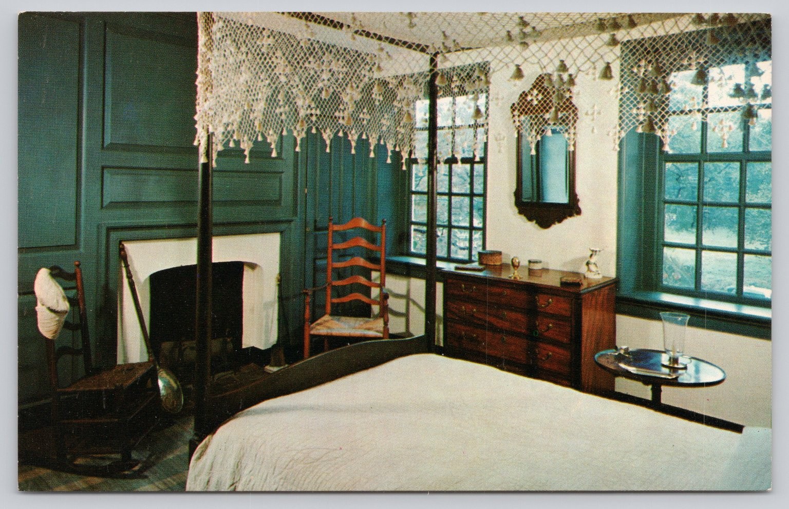 Martha Washington’s Bedroom Valley Forge Photochrome Postcard 1939-Now