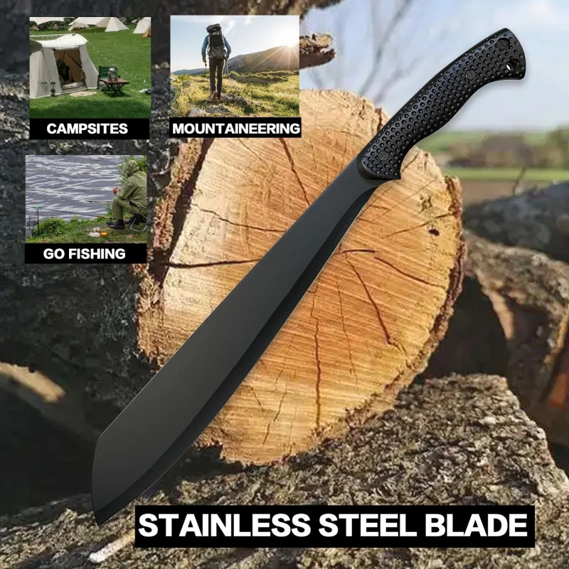 21-inch full tang 420 stainless steel blade,Comes with sheath,Non-slip handle.