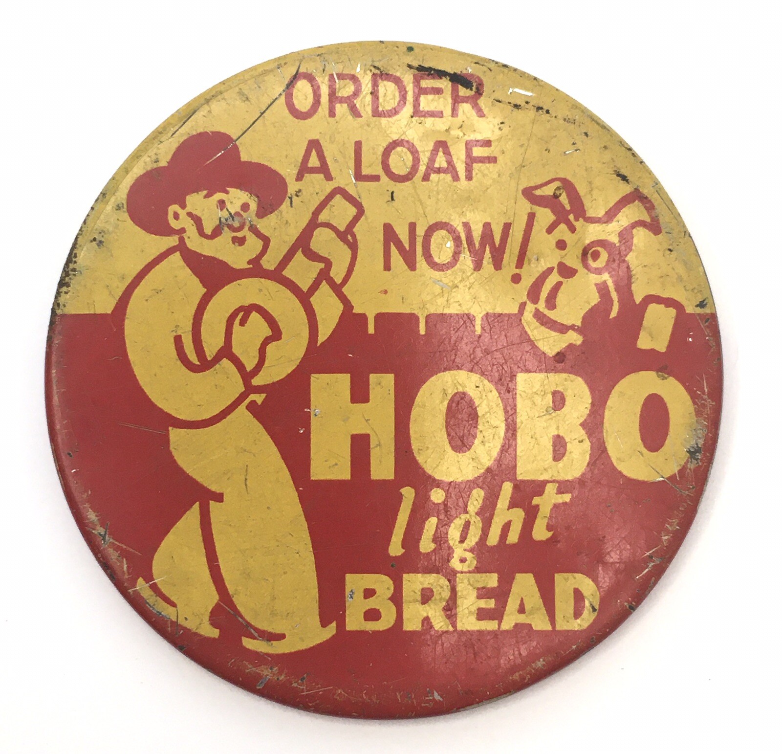1930’s Hobo Light Bread Order A Loaf Now! 2.5″ Button Pin Advertising Pinback