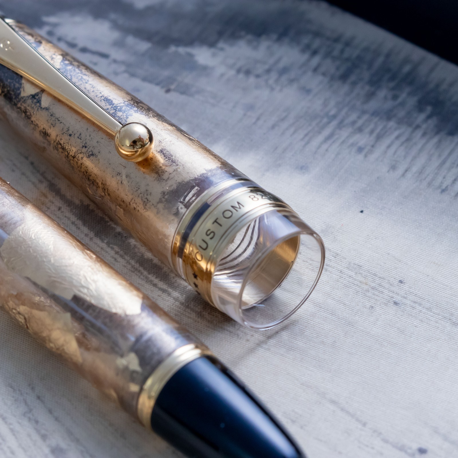 Customized Pilot Custom 823 Clear Golden Autumn Fountain Pen 14K Gold Nib