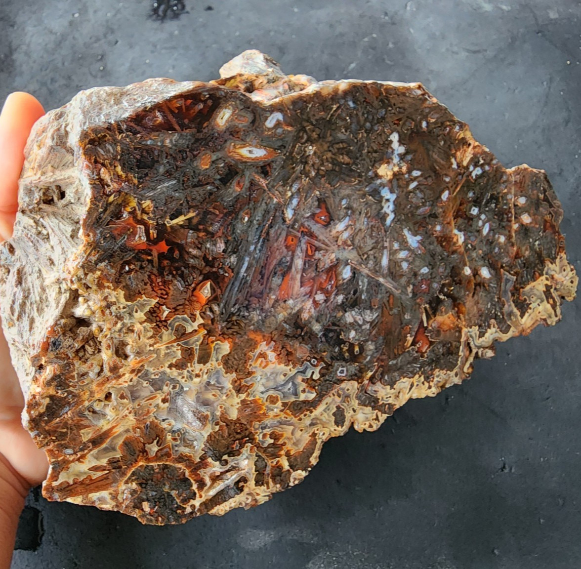 2.8 lbs (1.28 kg) Unpolished Agate, Large Agate Slab, Large Agate Half, Lapidary