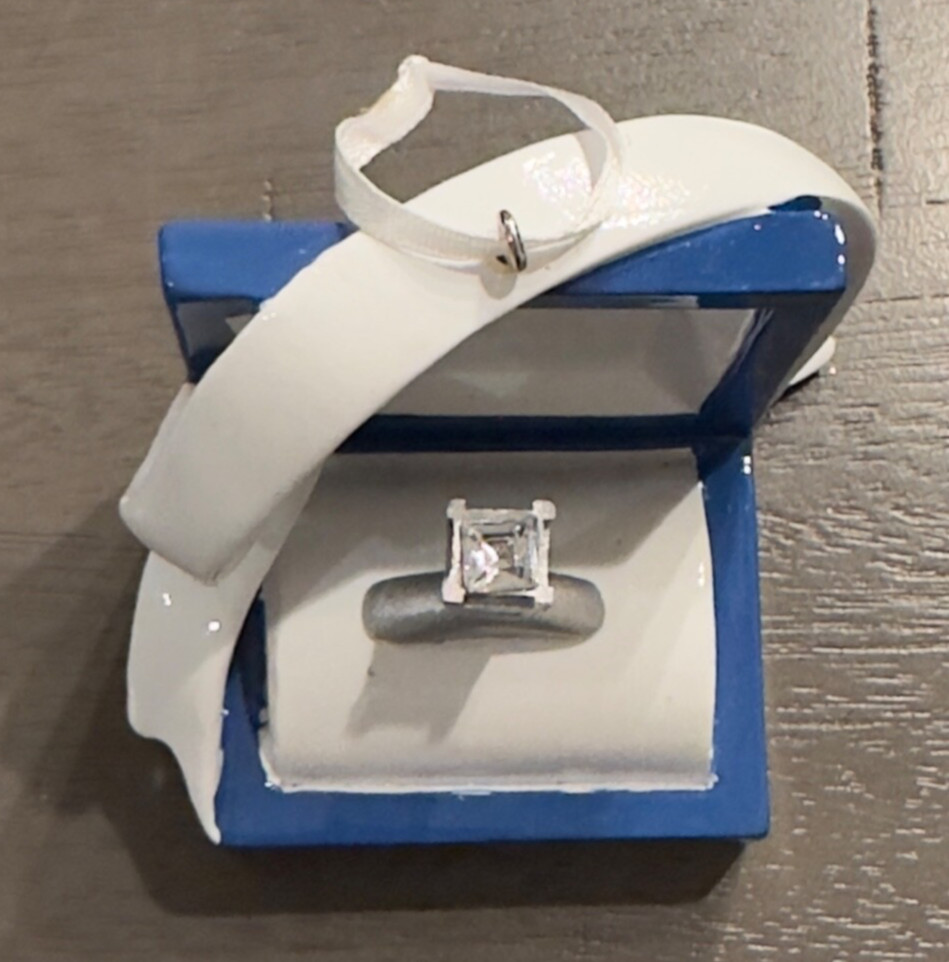Engagement Ring in Open Blue Ring Box To Be Married Personalizable Ornament