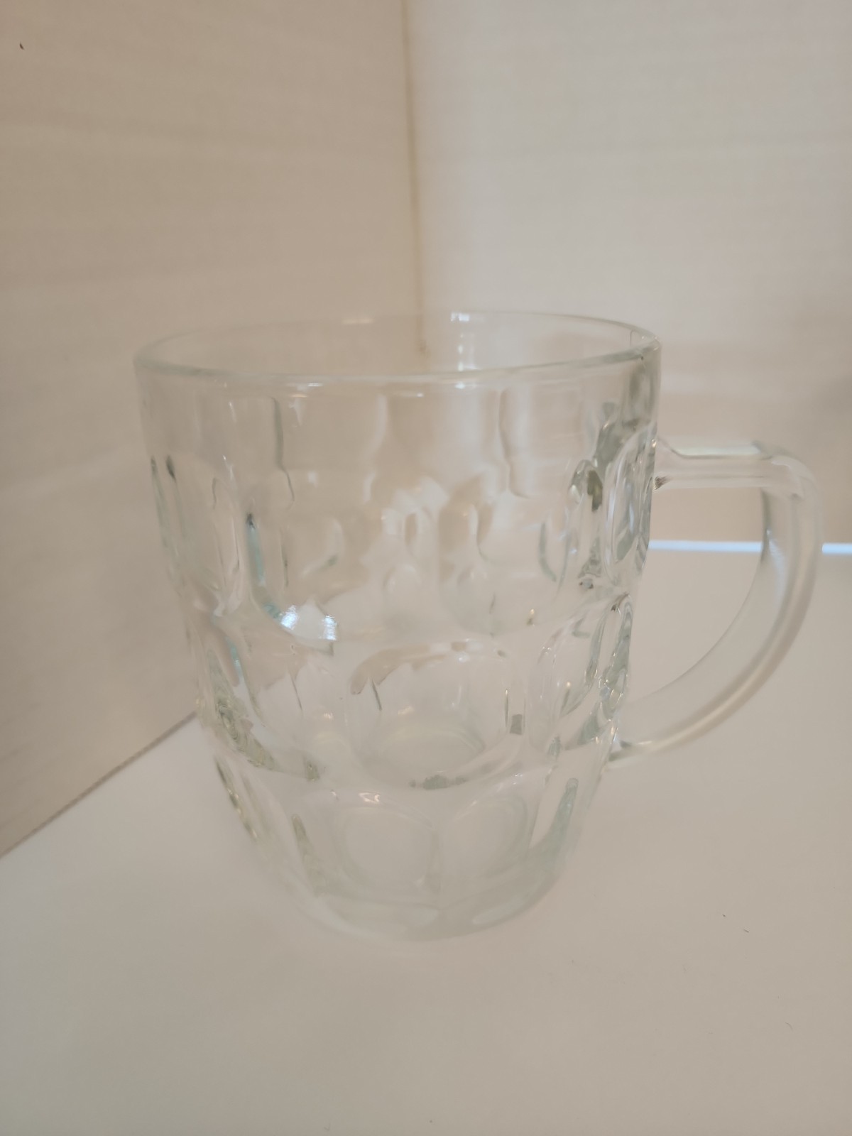 Clear Glass Dimple Pattern Beer Mug 12 oz Capacity 4-3/4″ Tall